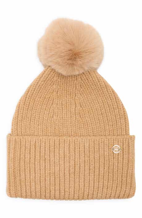 Ted Baker London Faux Fur Pompom Cuffed Beanie