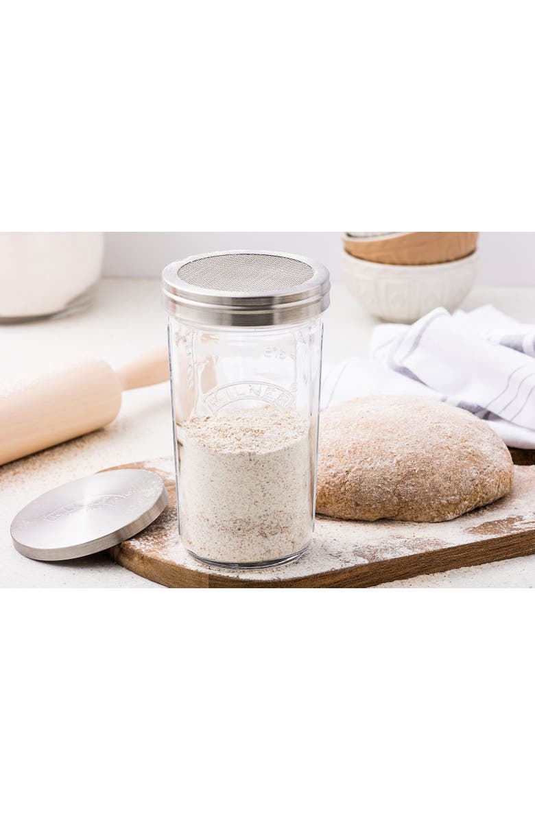 Kilner Sifter Jar Set, 0.5L Glass Baking Shaker with Mesh Lid and Cap, Alternate, color, Clear