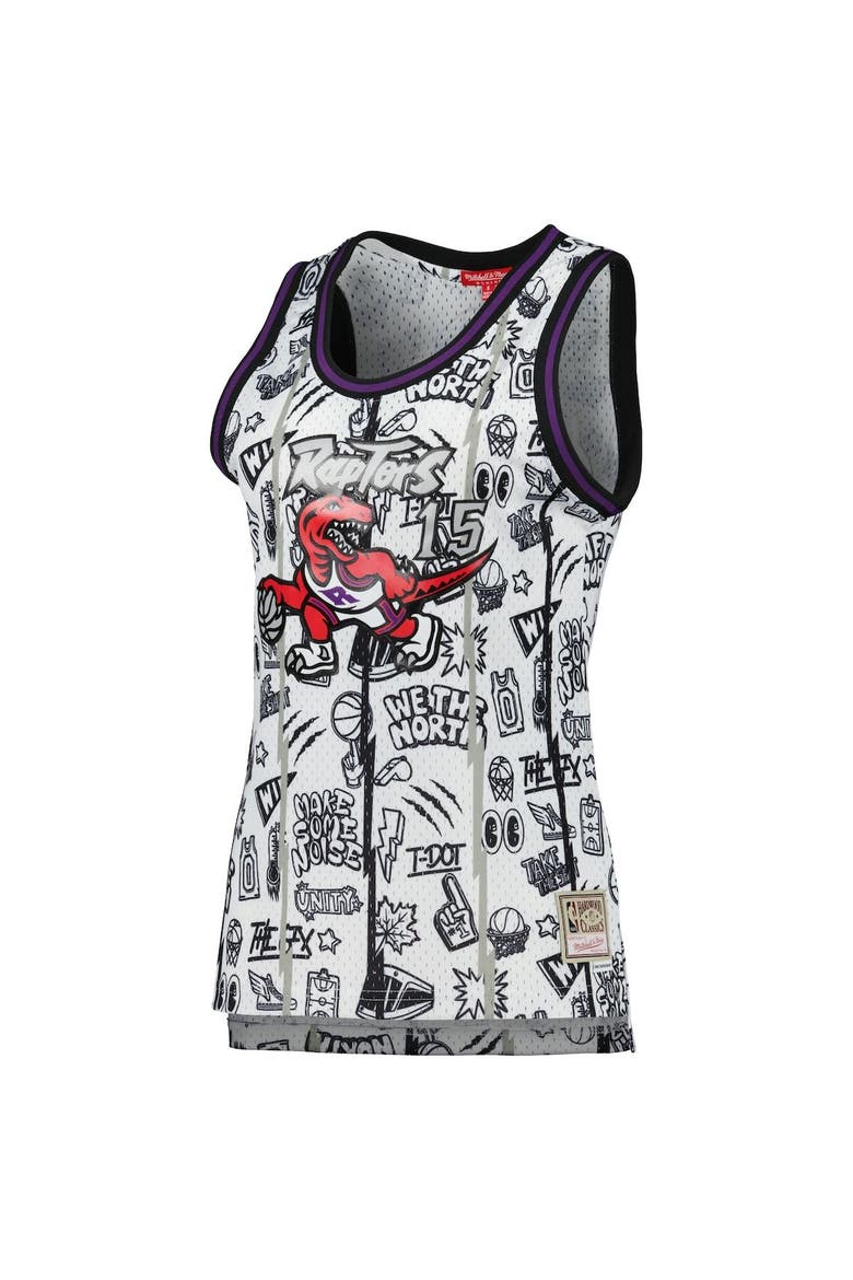 Women's Mitchell & Ness Vince Carter White Toronto Raptors 1998 Doodle Swingman Jersey, Alternate, color, White