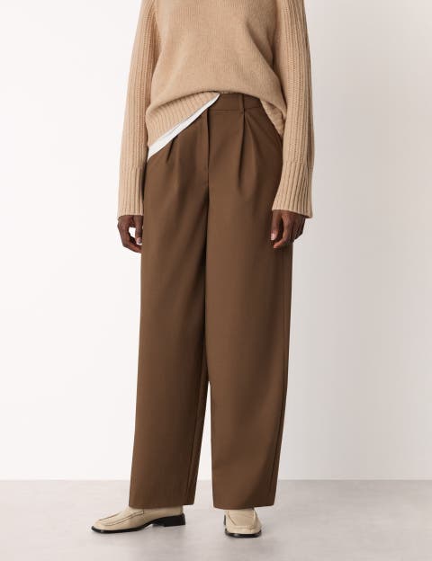 Wool Blend Barrel Pants