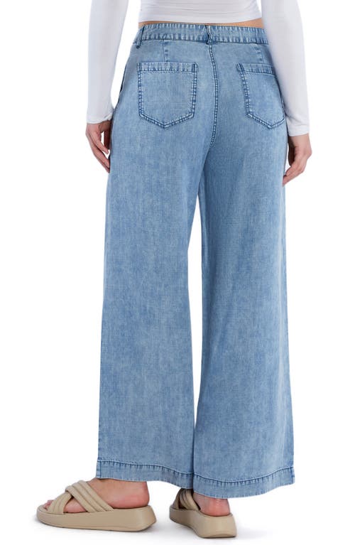 Hint Of Blu Chill Pleated Mid Rise Wide Leg Jeans