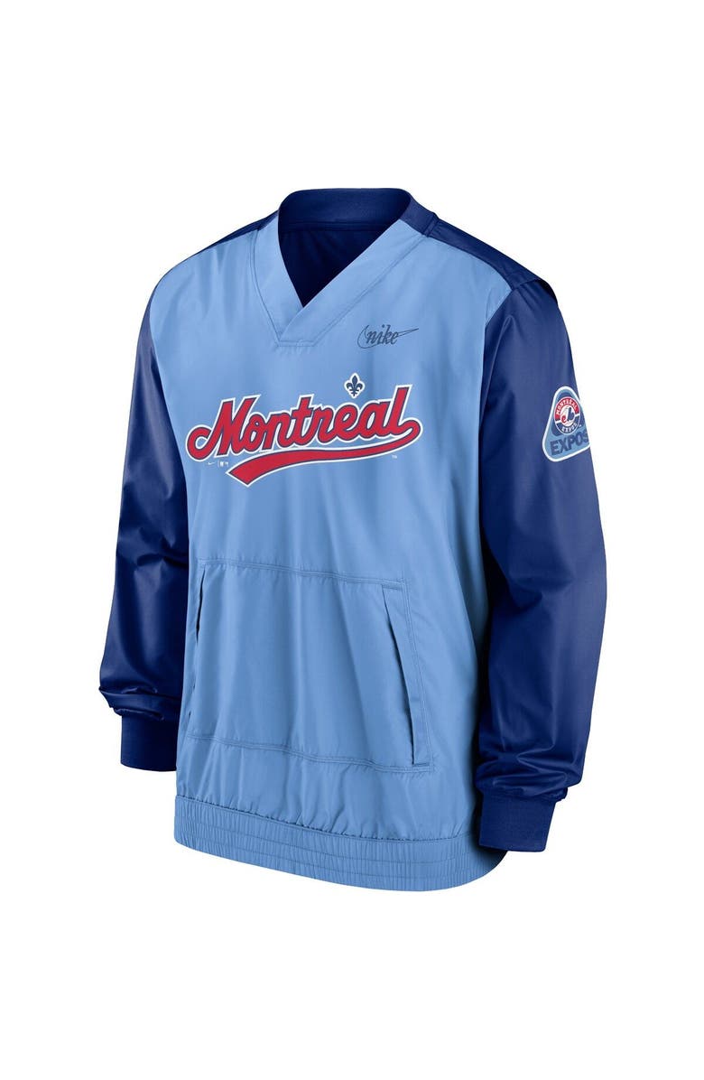 Nike Men's Nike Royal/Light Blue Montreal Expos Cooperstown Collection V-Neck Pullover Windbreaker, Alternate, color, Royal