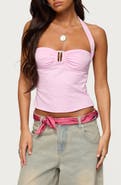 EDIKTED Caitie Stripe Halter Top