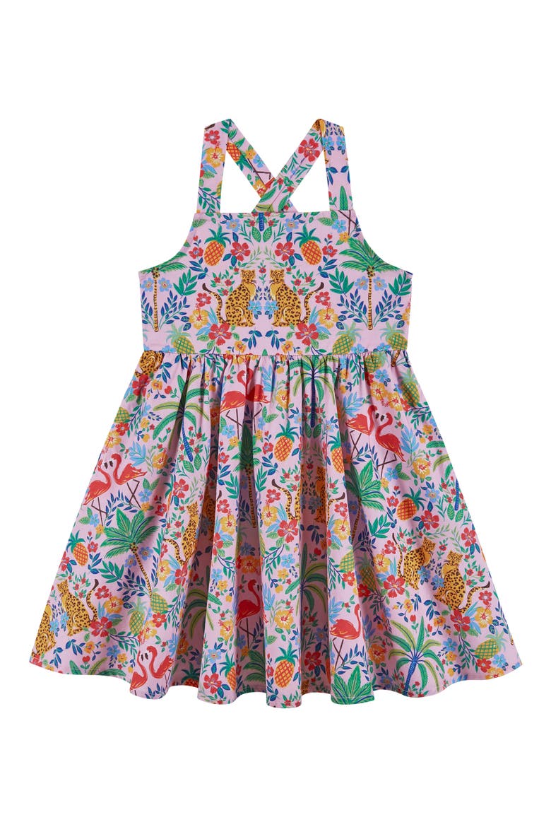 Kids' Cheetah Cotton Poplin Party Dress, Main, color, PINK