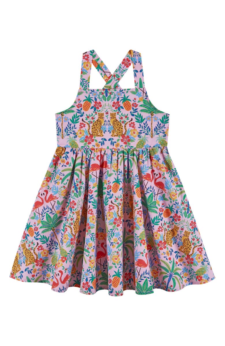 Andy & Evan Kids' Cheetah Cotton Poplin Party Dress, Main, color, Pink