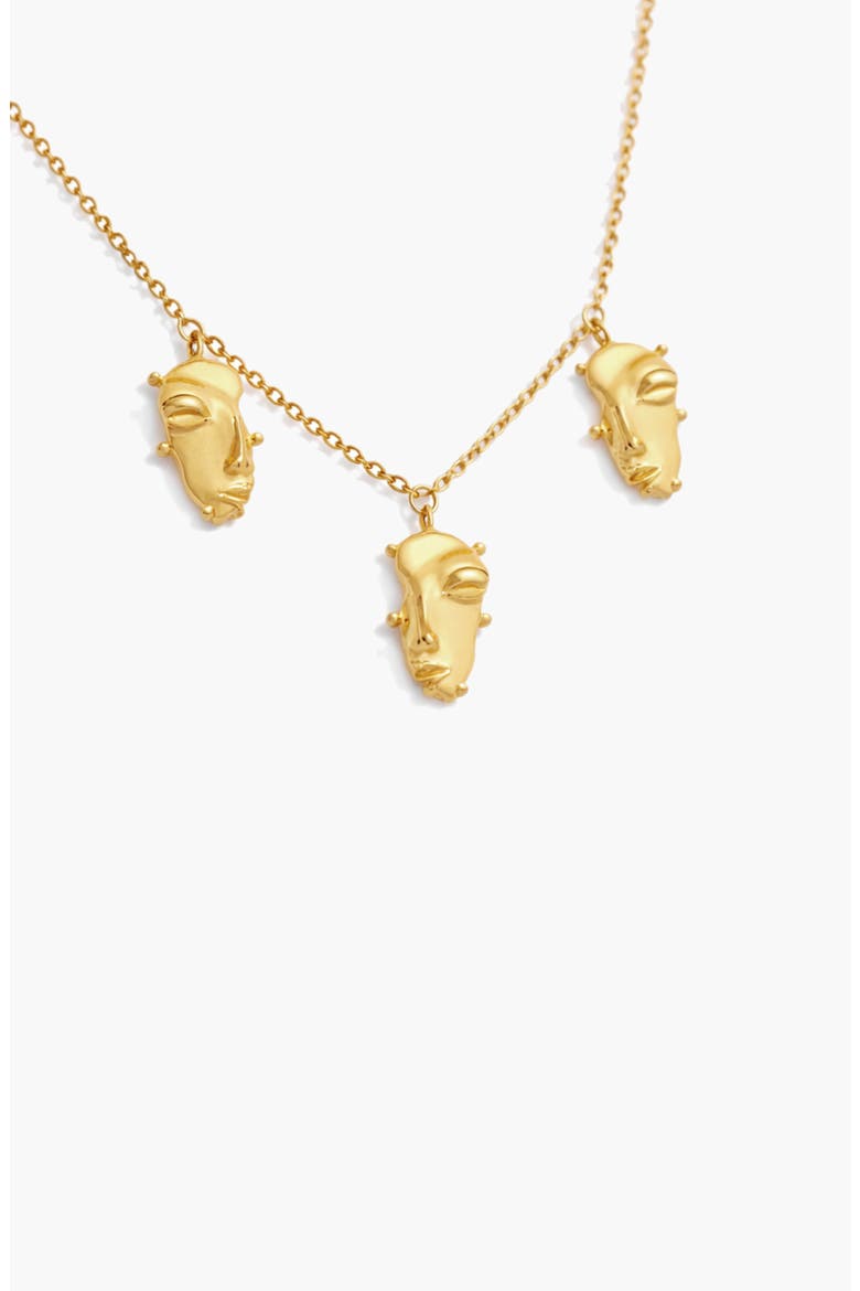 Visage Mini Charm Necklace in Gold, Alternate, color, Gold