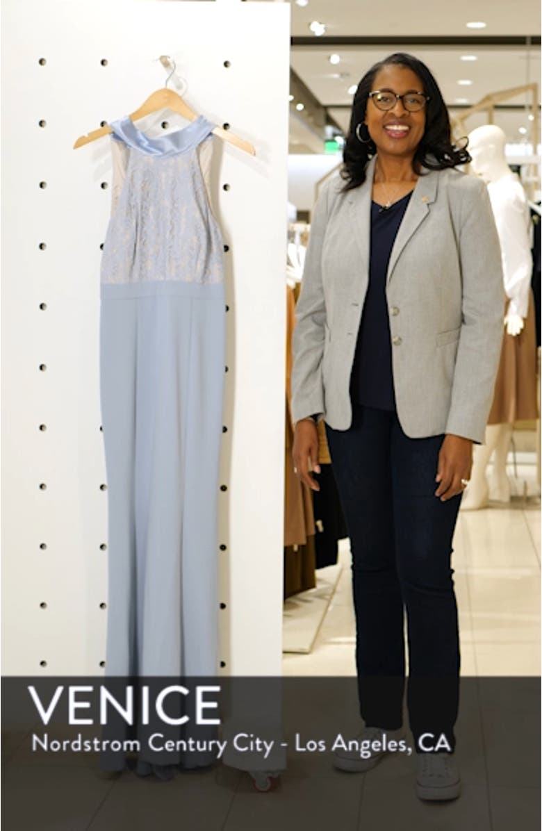 Halter Neck Lace & Crepe Mermaid Gown, sales video thumbnail