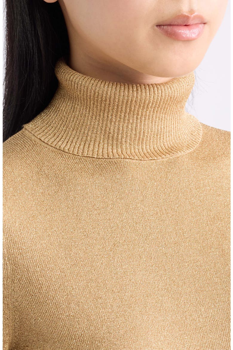 Metallic Short Sleeve Turtleneck Sweater, Alternate, color, LIGHT GOLD