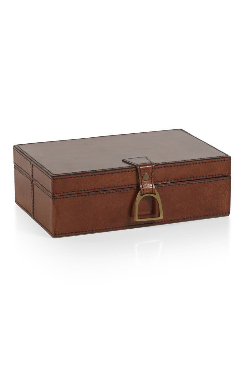 Chadwell Leather Decorative Box, Main, color, TAN/ GOLD