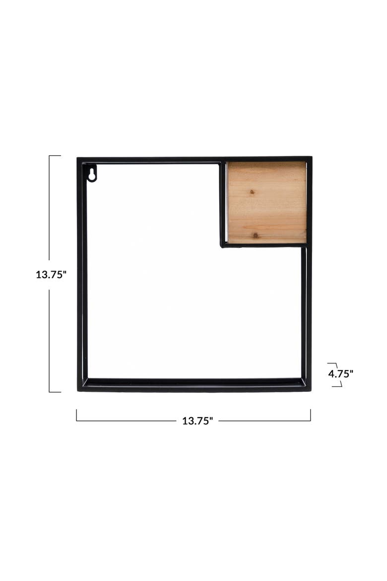 Metal Wall Shelf with Wood Box, Black, Alternate, color, Black