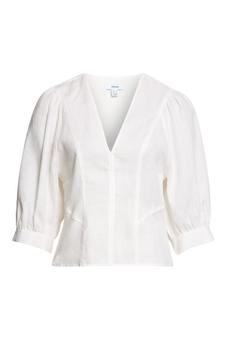 Evie Linen V-Neck Top, Main, color, IVORY