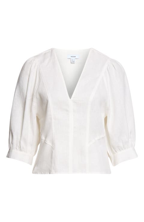 Evie Linen V-Neck Top