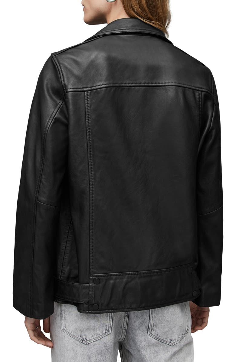 AllSaints Billie Oversize Leather Biker Jacket, Alternate, color,