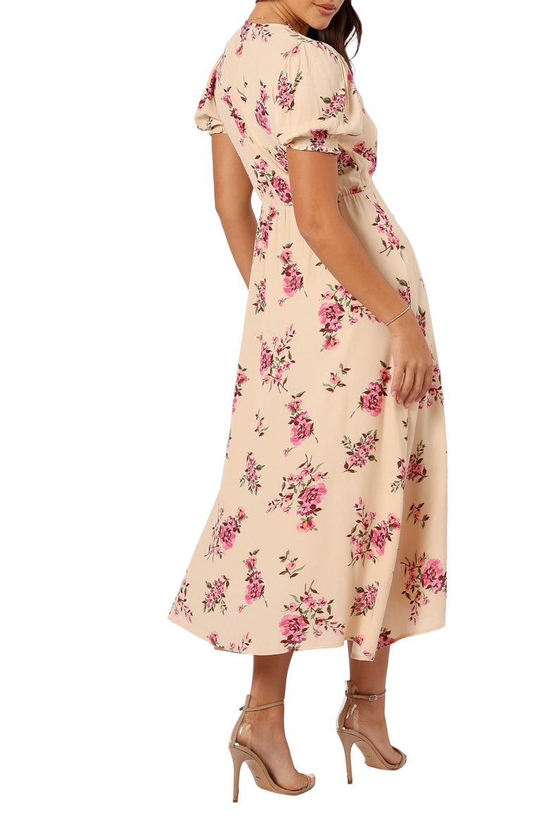 Logen Floral Midi Dress, Alternate, color, VANILLA ROSE