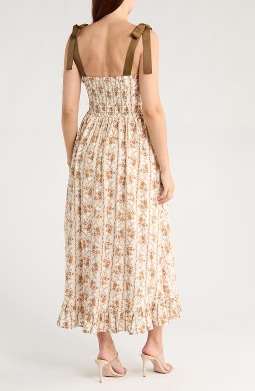 Blu Pepper Tie Strap Ruffle Midi Dress In Multi