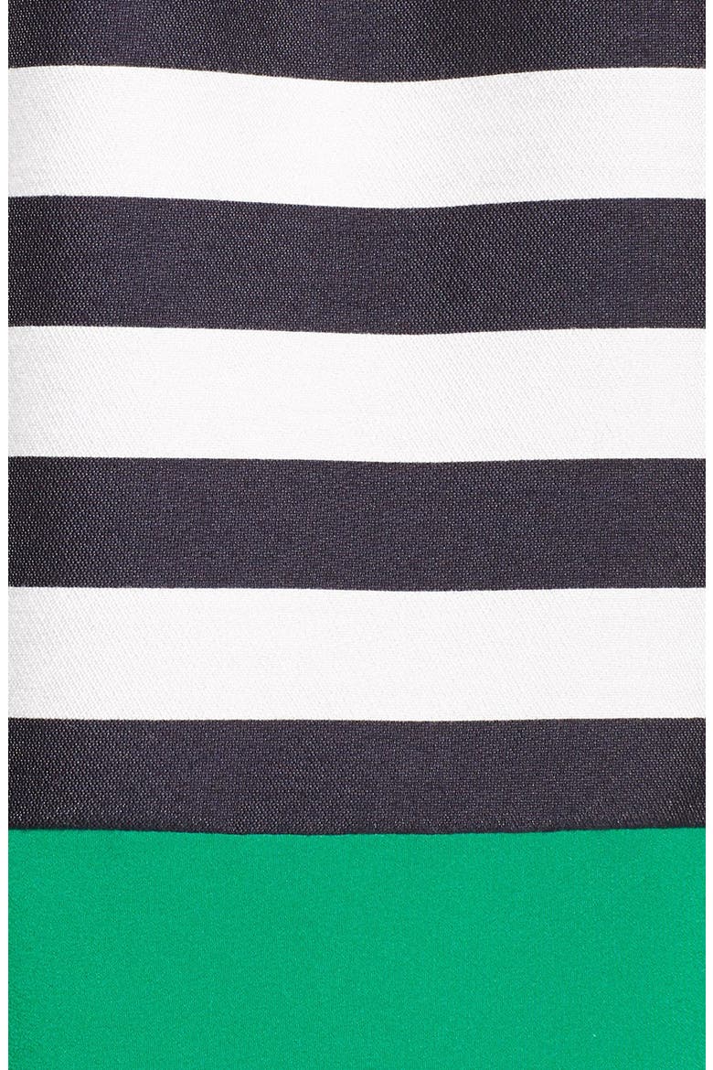 Belted Stripe Fit & Flare Dress, Alternate, color, NAVY/ IVORY/ GREEN