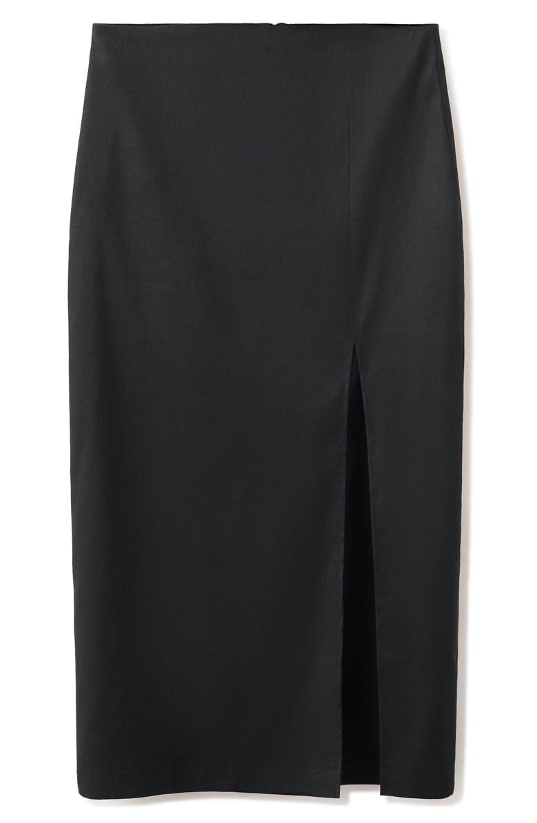 MANGO Stretch Linen & Cotton Blend Midi Skirt, Main, color,