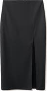 MANGO Stretch Linen & Cotton Blend Midi Skirt