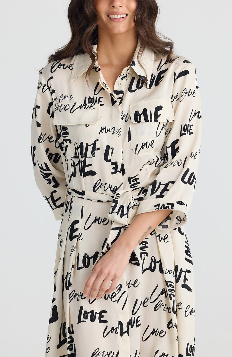 Brave+True Rossellini Love Print Shirtdress, Alternate, color,