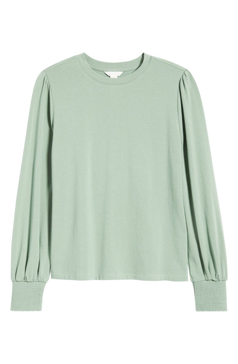 Caslon<sup>®</sup> Blouson Sleeve Cotton Blend Top, Alternate, color, Green Hedge