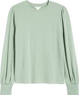 Caslon® Blouson Sleeve Cotton Blend Top