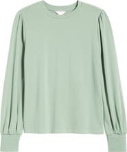 Caslon® Blouson Sleeve Cotton Blend Top