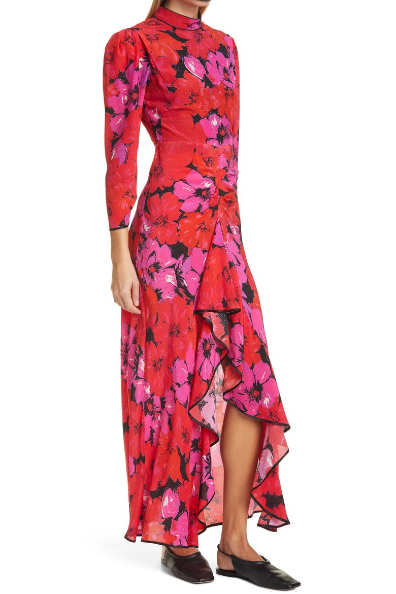 Dani Floral Print Silk Maxi Dress, Alternate, color, MYSTIC BLOOM PINK