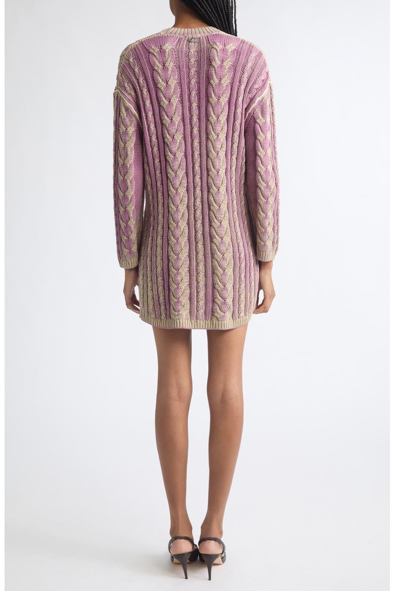 Bleached Long Sleeve Cotton Blend Cable Sweater Dress, Alternate, color, SANDY/ BEIGE