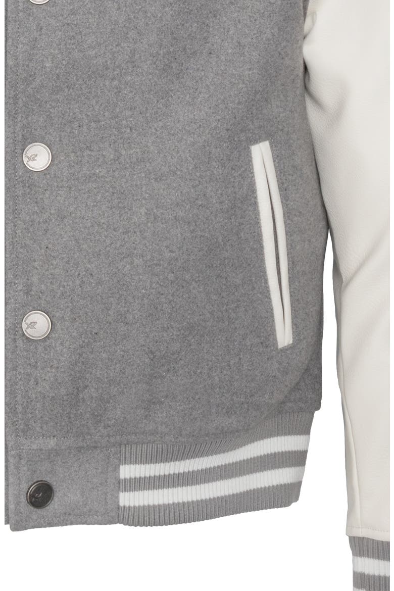 Kids' Varsity Bomber Jacket, Alternate, color, GREY/ WHITE