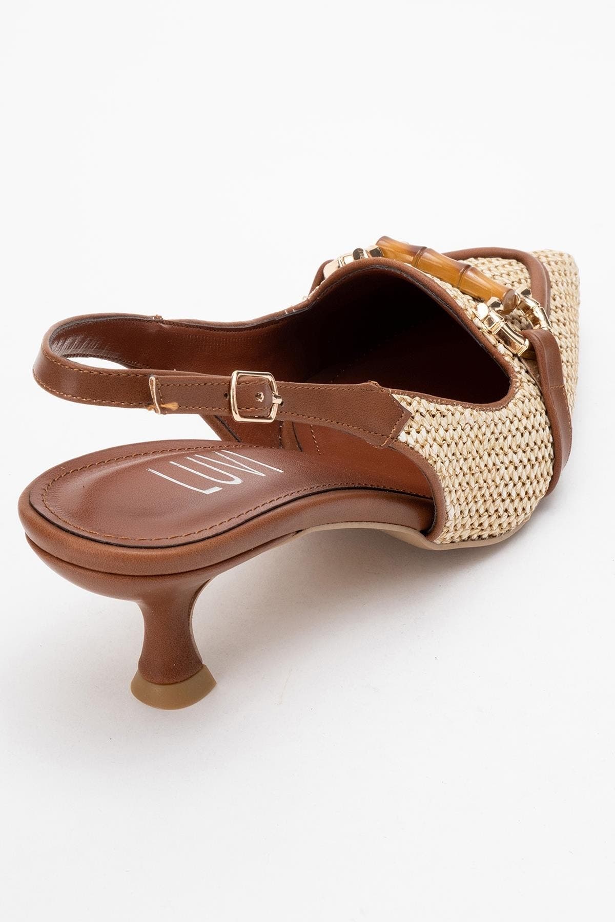 Prologue Shoes Osca Pointed Toe Buckled Slingback Pump, Alternate, color, Cognac
