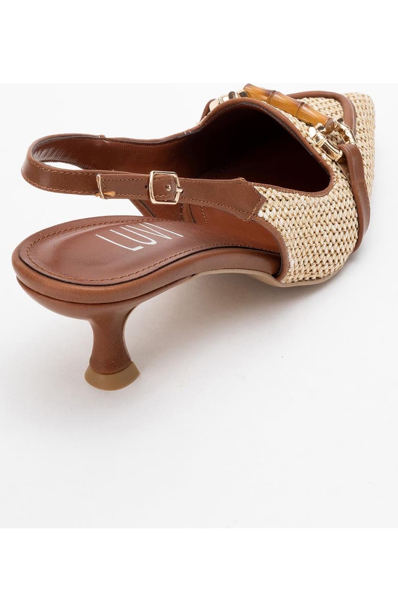Prologue Shoes Osca Pointed Toe Buckled Slingback Pump, Alternate, color, Cognac