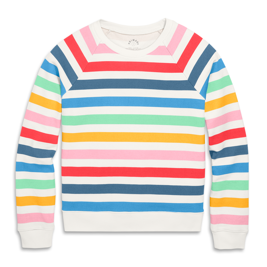Primary Adult 24/7 Sweatshirt In Candy Stripe In Ivory Candy Stripe