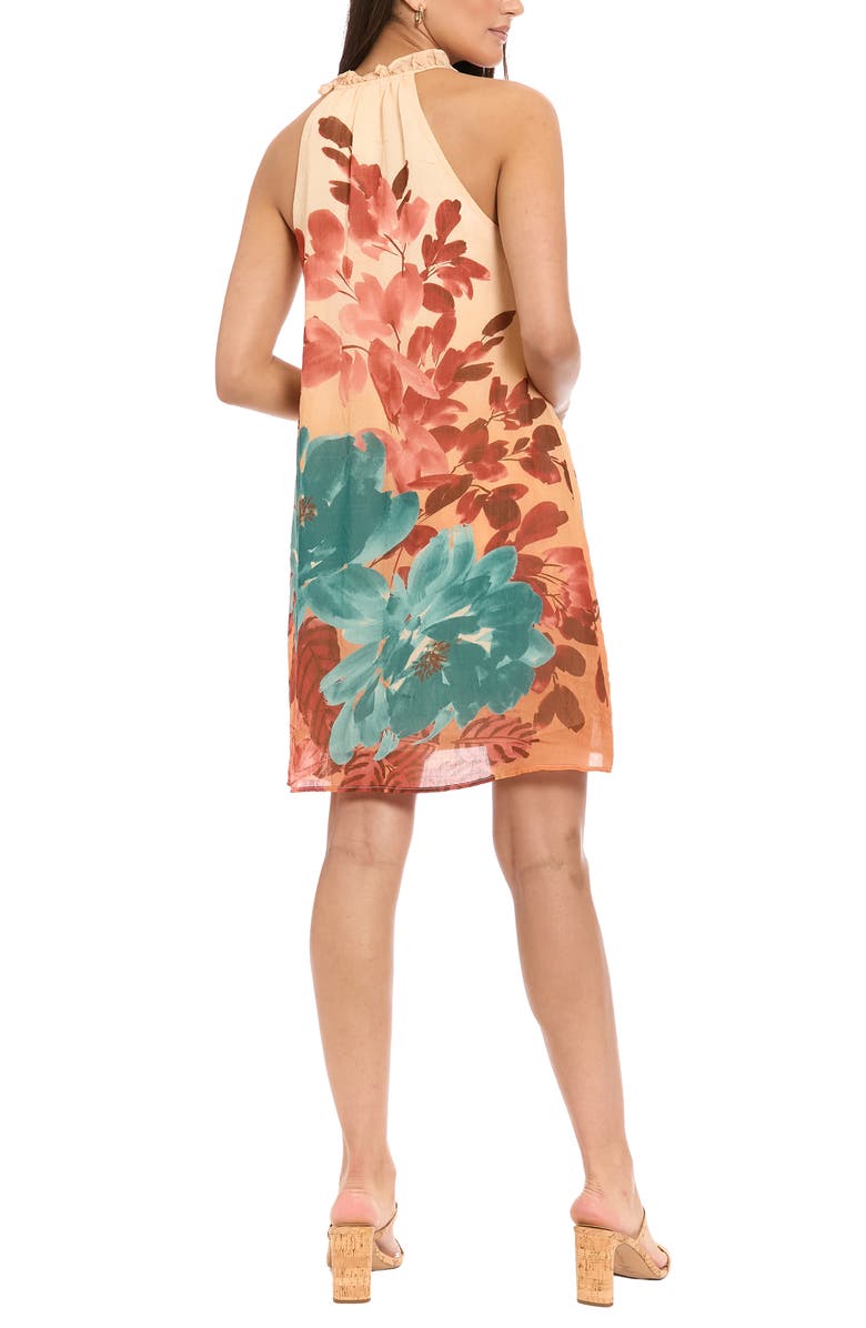 London Times Floral Sleeveless Shift Dress, Alternate, color, Pale Peach/ Shaded Spruce