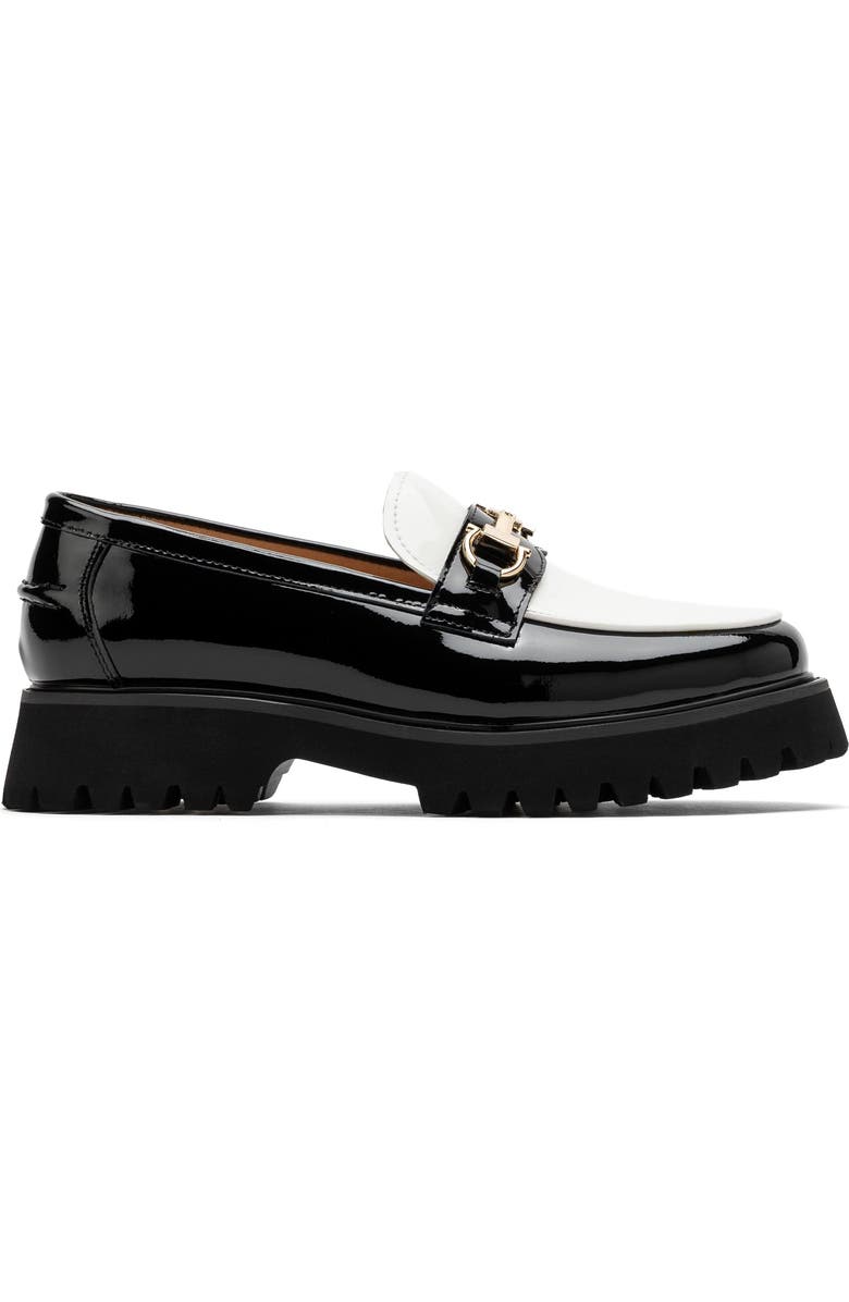 MARC NOLAN Ms. Boulevard Leather Bit Loafers, Main, color, Black/White Patent