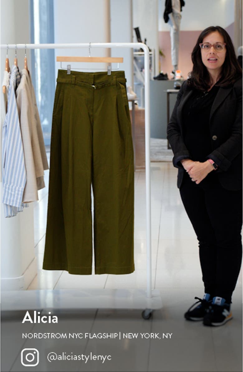 Belted High Waist Twill Wide Leg Pants, sales video thumbnail