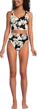 Lands' End Tugless Tankini Top and High Waisted Bottom Swimsuit Set