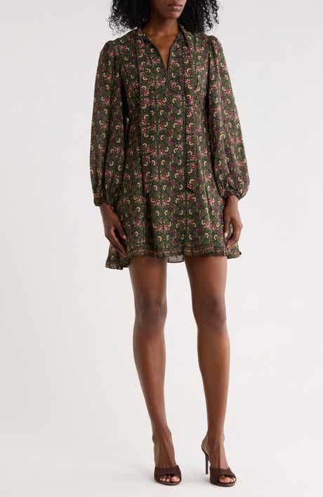 Tie Neck Long Sleeve Dress