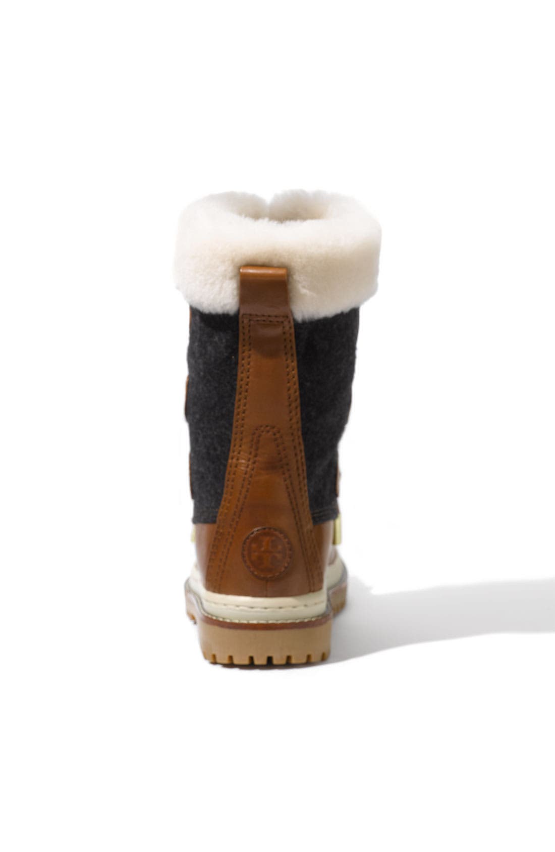 Flannel & Leather Duck Boot, Alternate, color, CHARCOAL/ ALMOND NATURAL