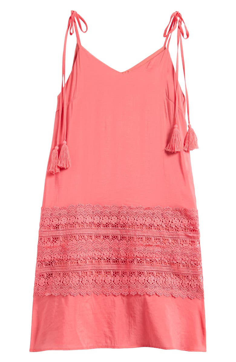 Elan Crochet Trim Cover-Up Dress, Main, color, Pink Bright