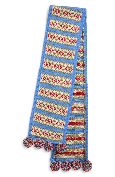 Wedgewood Pompom Virgin Wool Scarf