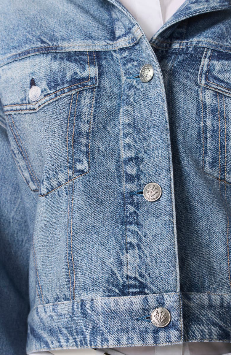 rag & bone Miramar Hooded Trompe l'Oeil Faux Denim Fleece Terry Trucker Jacket, Alternate, color,