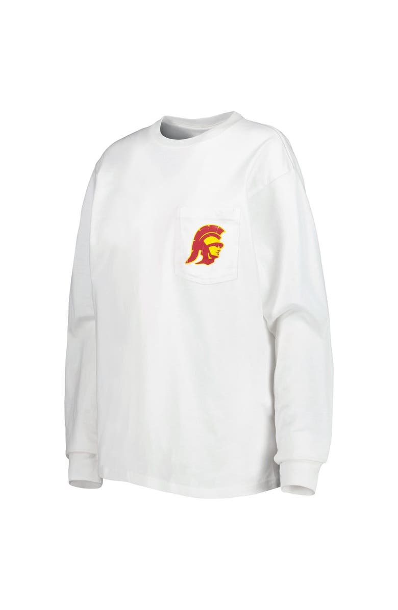 LEAGUE COLLEGIATE WEAR Women's League Collegiate Wear White USC Trojans Oversized Pocket Long Sleeve T-Shirt, Alternate, color, 
