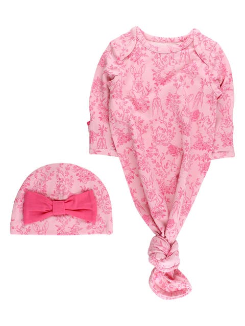 Modal Blend Ruffle Knotted Sleep Gown 
Hat Set