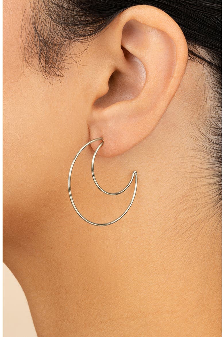 Laura Crescent Hoop Earrings, Alternate, color, SILVER