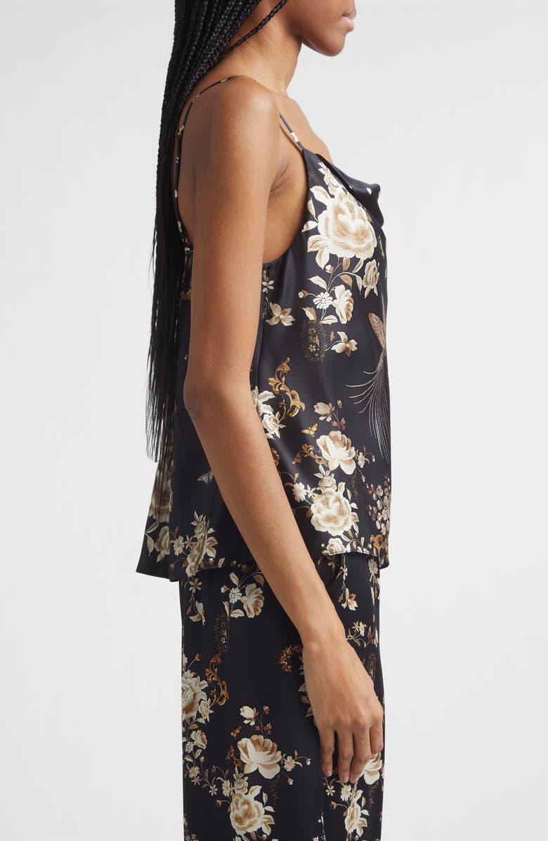 Camilla Flamenco Folklore Print Draped Asymmetric Silk Camisole, Alternate, color, Flamenco Folklore