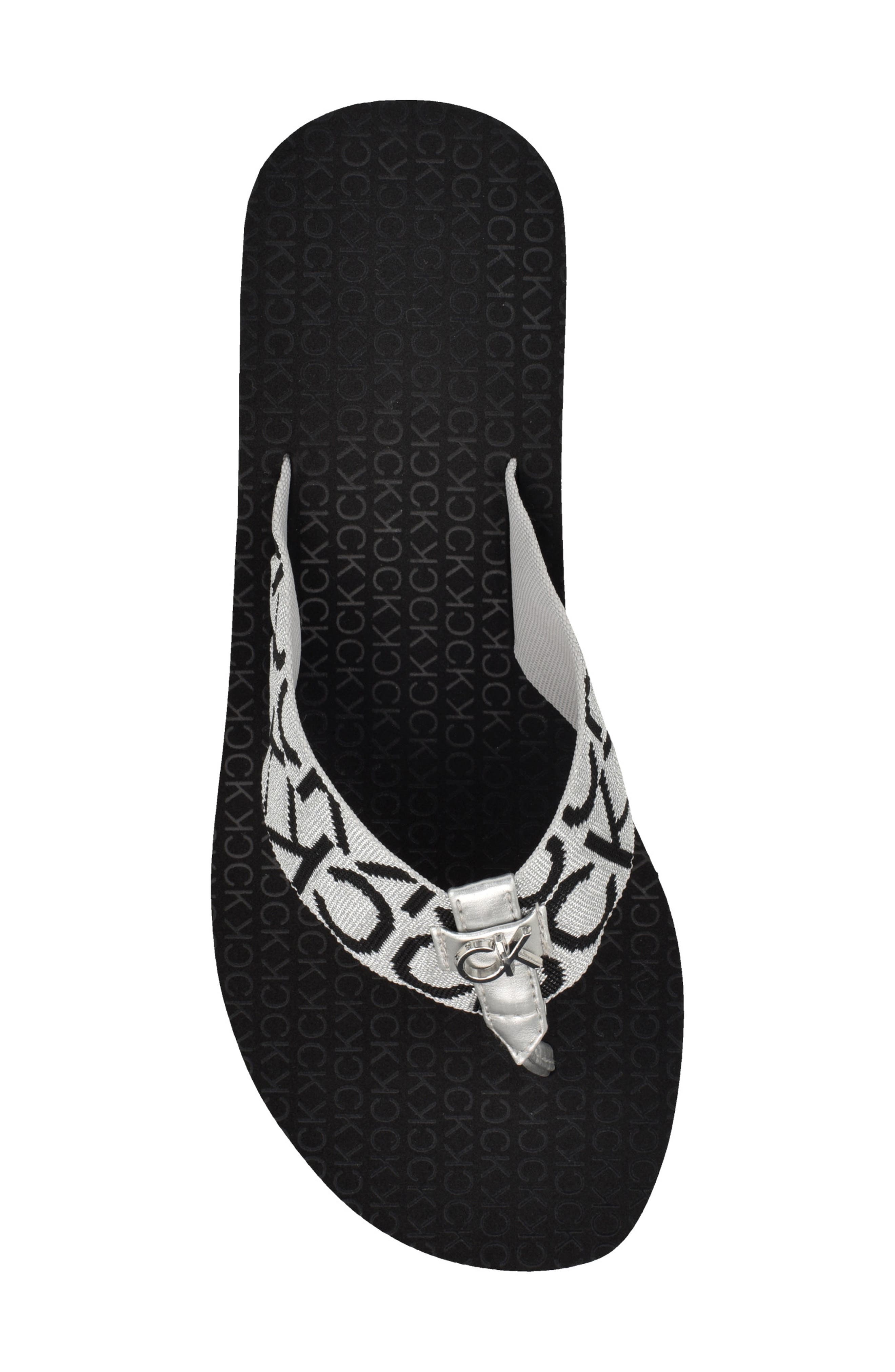 Calvin Klein Meena Wedge Flip Flop Sandal, Alternate, color, Black 004