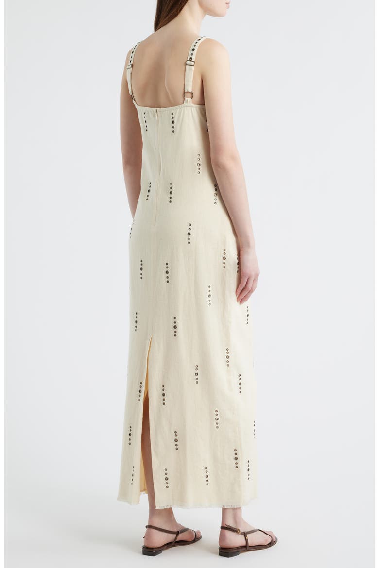 Aubrey Grommet Trim Linen & Cotton Maxi Dress, Alternate, color, IVORY