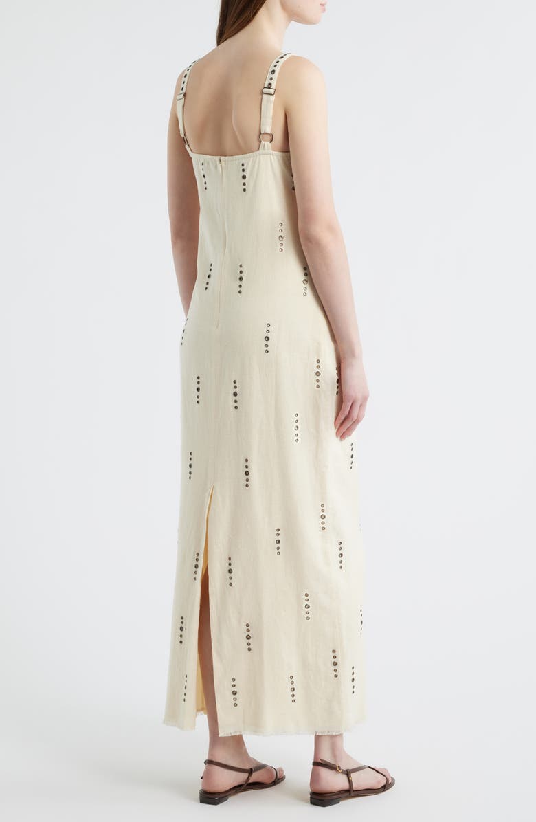 rag & bone Aubrey Grommet Trim Linen & Cotton Maxi Dress, Alternate, color, Ivory