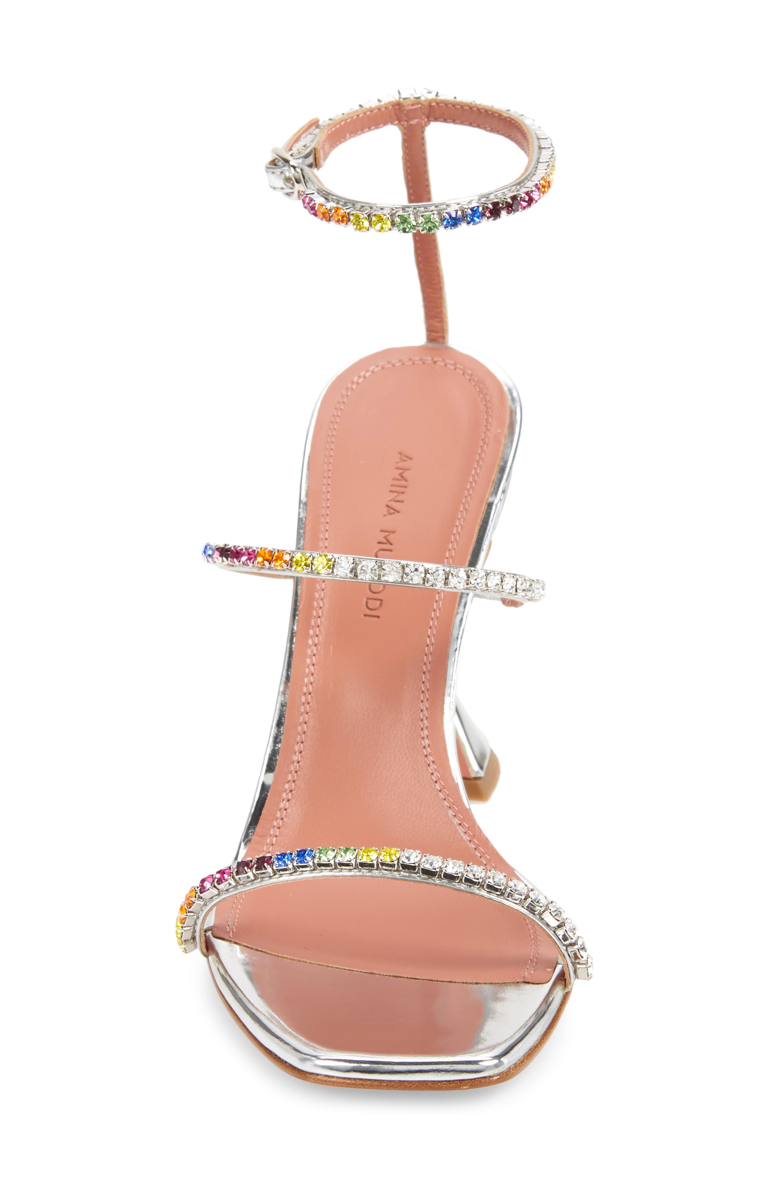 Amina Muaddi Gilda Sunset Rainbow Ankle Strap Sandal, Alternate, color, 
