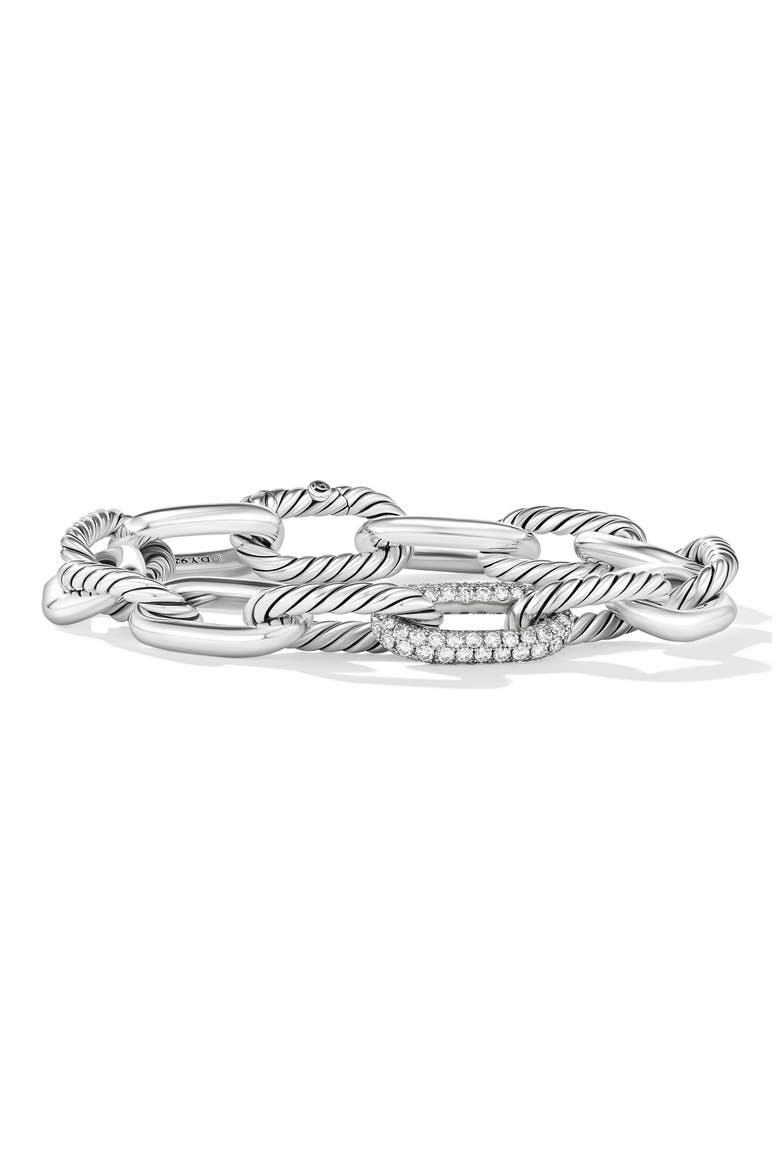 DY Madison® Chain Bracelet in Sterling Silver with Diamonds, 11mm, Main, color, STERLING SILVER